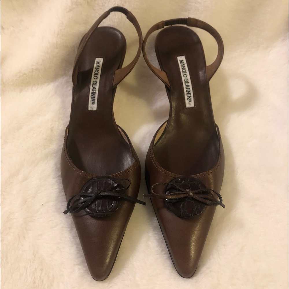 Manolo Blahnik Brown Slingback Heels 39.5 / 9.5